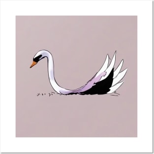 swan bird minimalistic Posters and Art